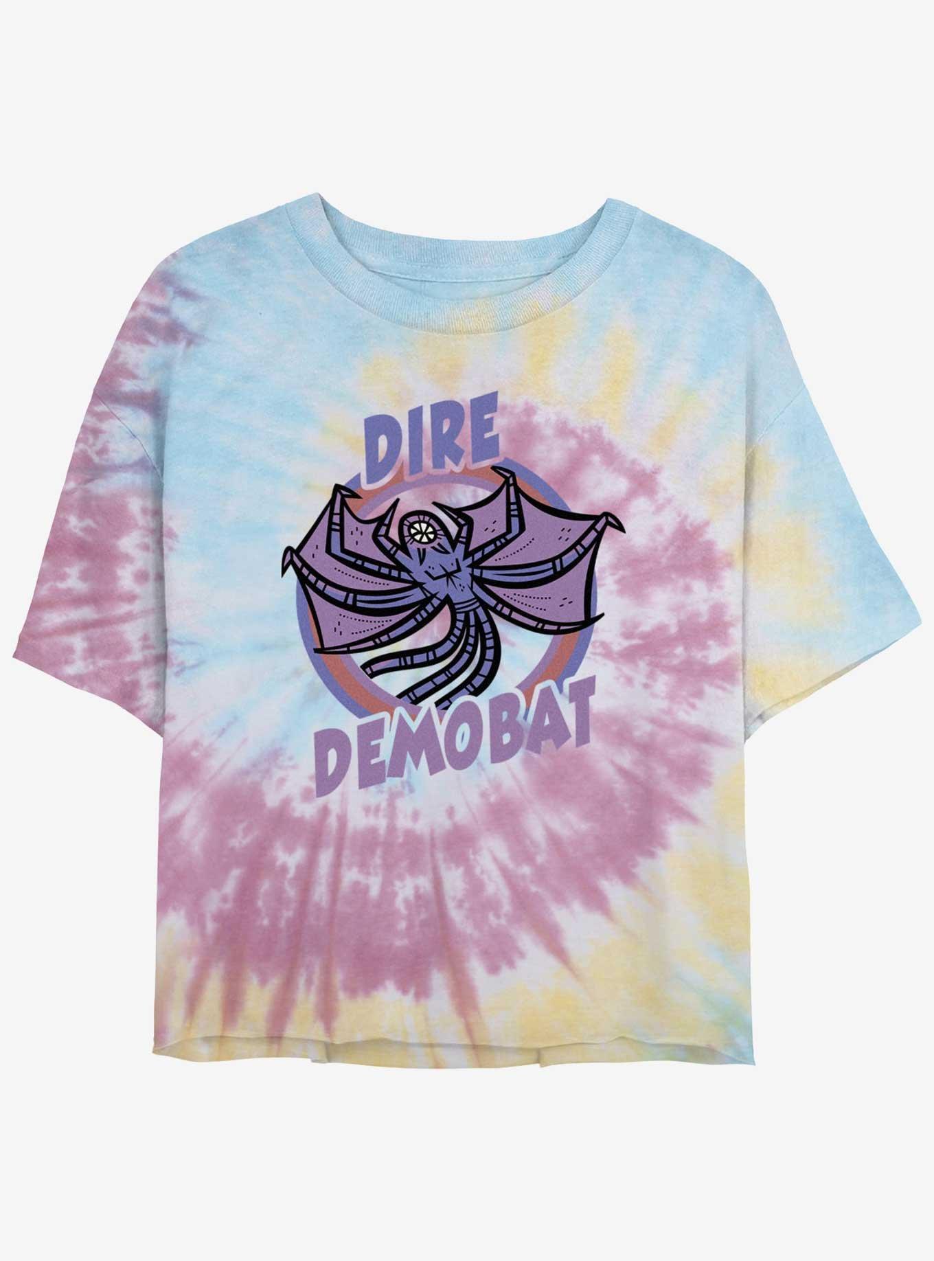 Stranger Things Dire Demobat Tie-Dye Womens Crop T-Shirt, BLUPNKLY, hi-res