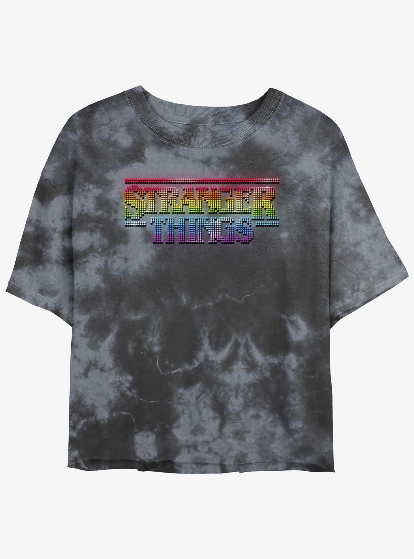 Stranger Things Rainbow Logo Tie-Dye Womens Crop T-Shirt, , hi-res