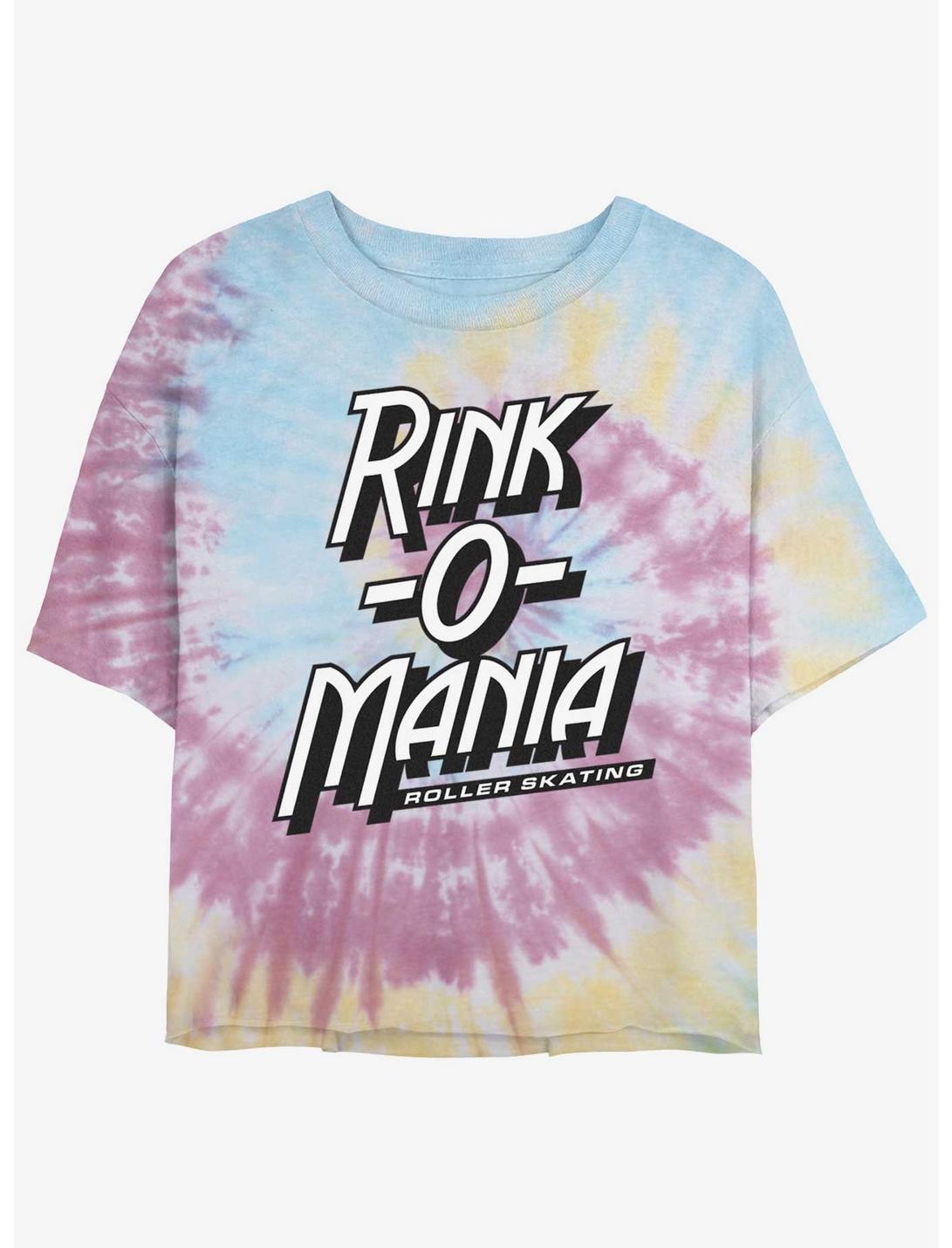 Stranger Things Rink Logo Tie-Dye Womens Crop T-Shirt, BLUPNKLY, hi-res