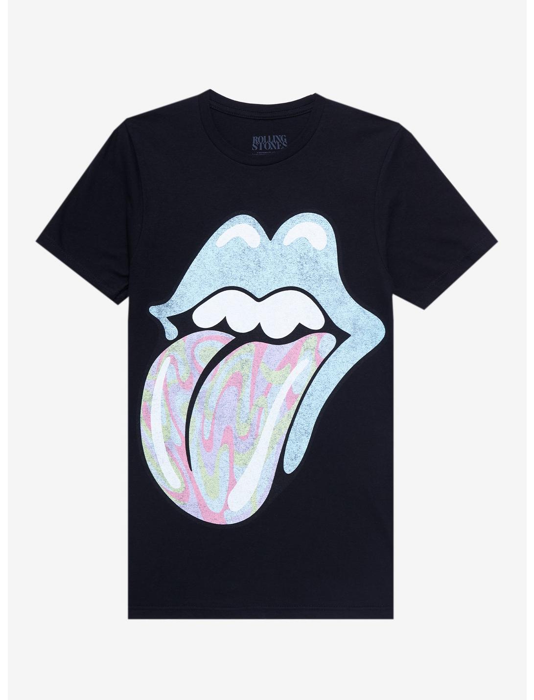 The Rolling Stones Pastel Tongue Boyfriend Fit Girls T-Shirt, BLACK, hi-res