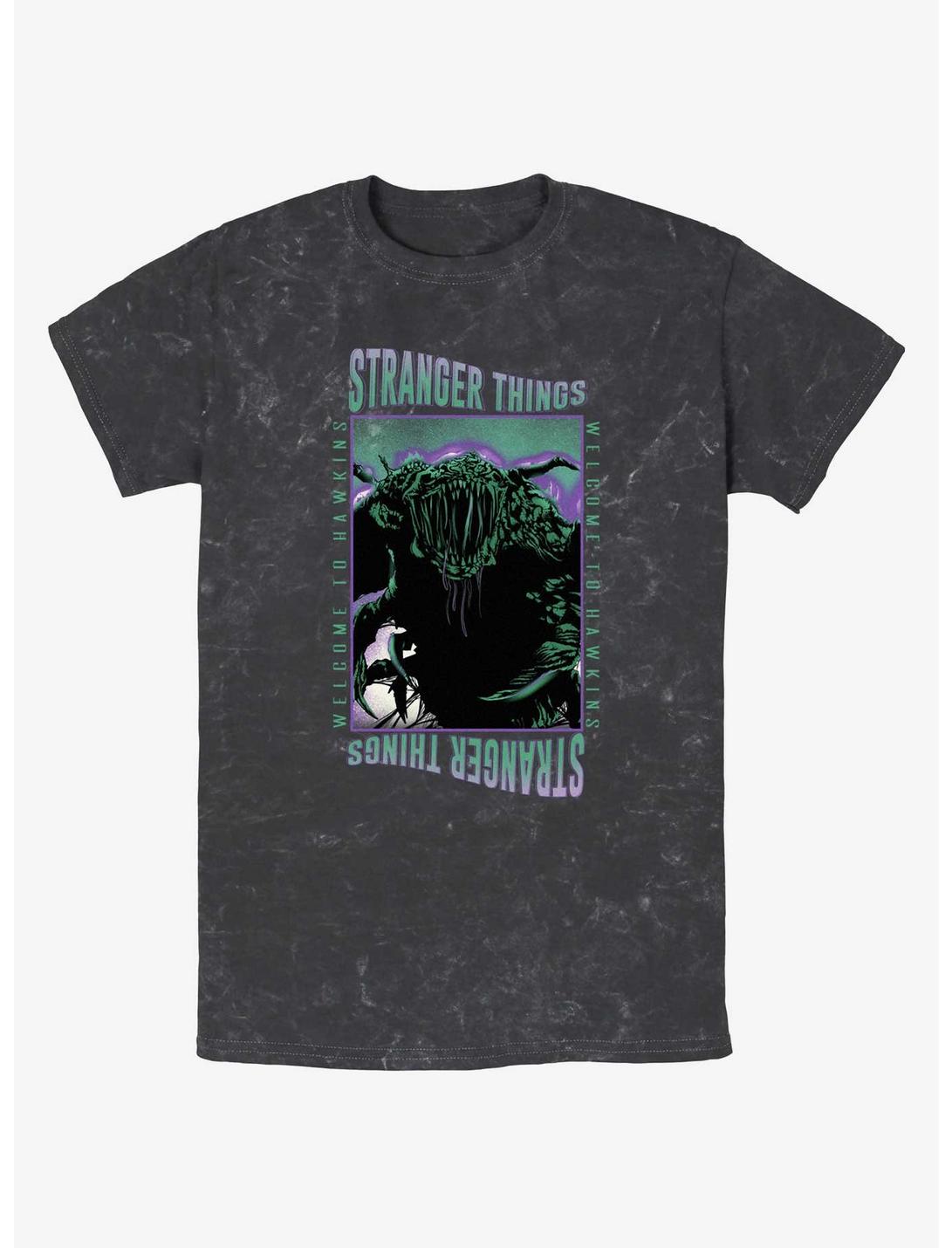 Stranger Things Monster Things Mineral Wash T-Shirt, BLACK, hi-res