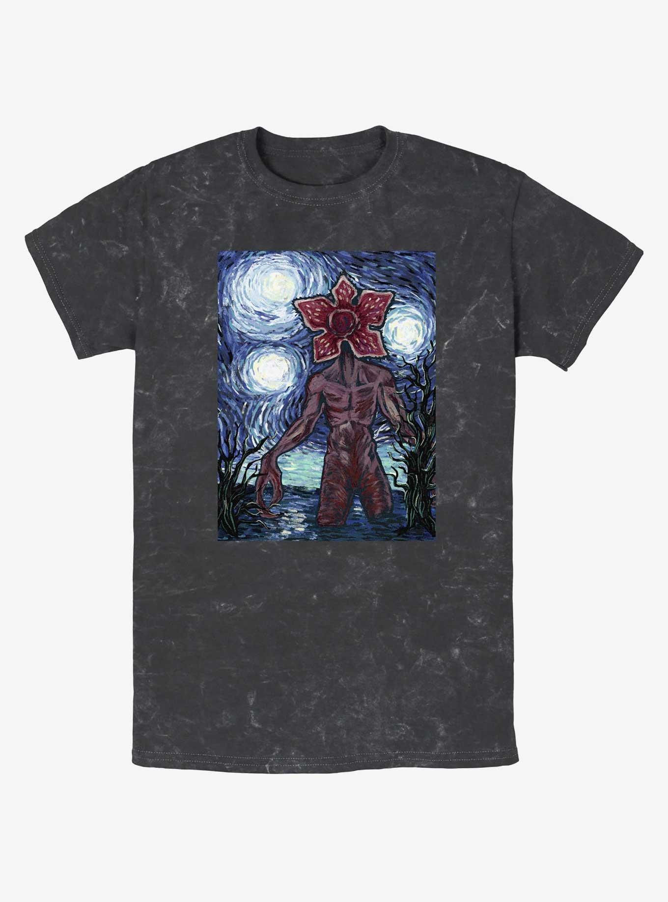 Stranger Things Starry Demogorgon Mineral Wash T-Shirt, BLACK, hi-res view 1
