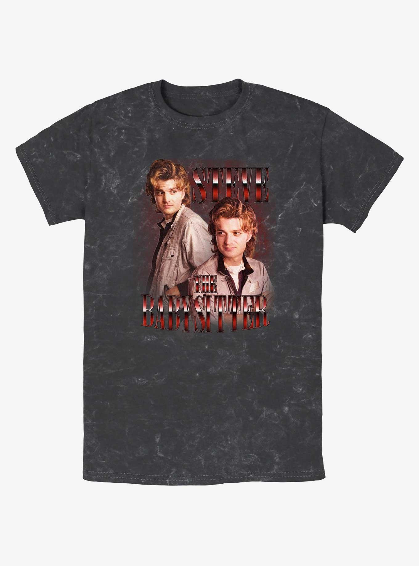 Stranger Things The Babysitter Mineral Wash T-Shirt, BLACK, hi-res