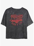 Stranger Things Friends Don't Lie Mineral Wash Womens Crop T-Shirt, BLACK, hi-res