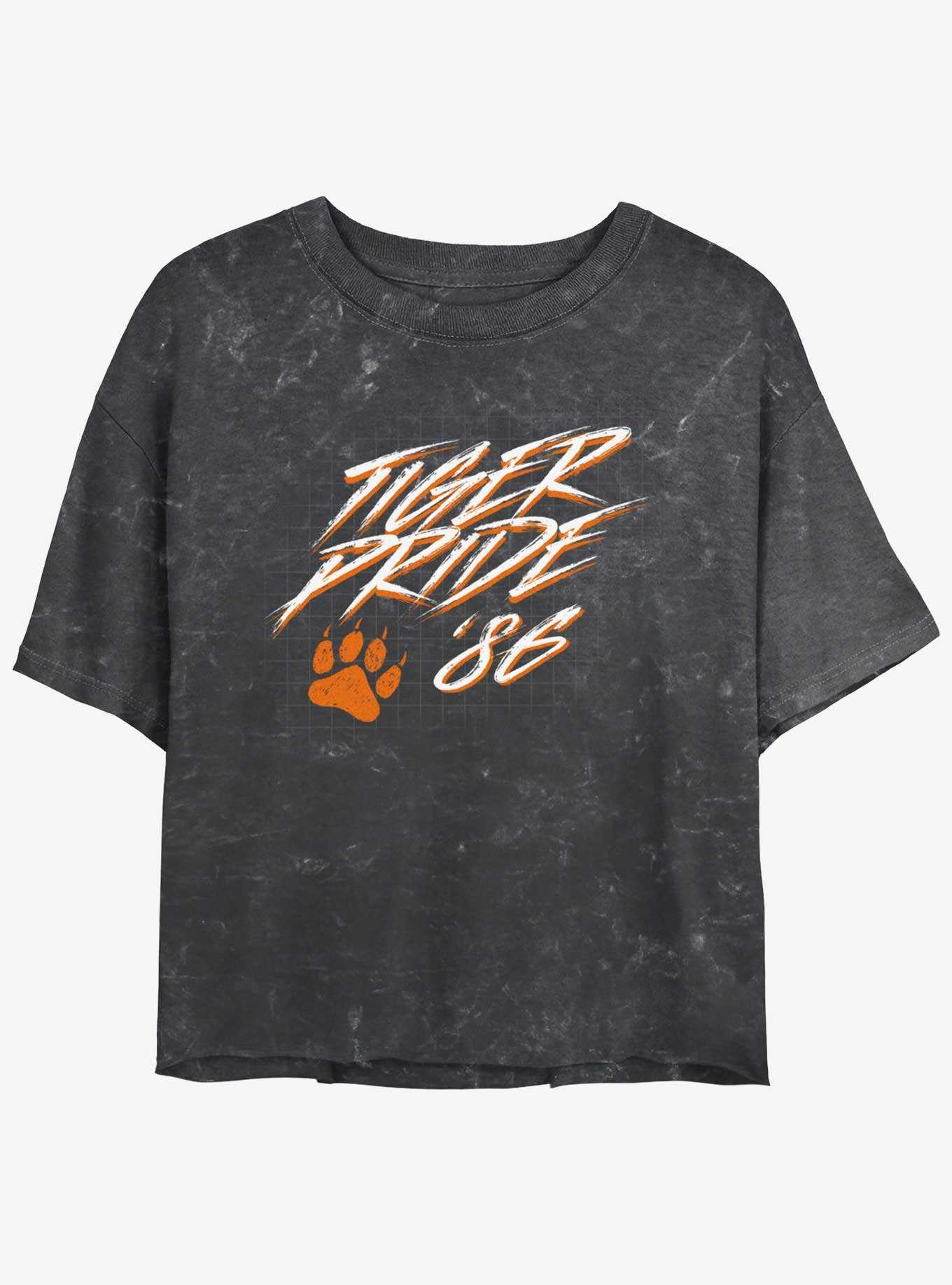 Stranger Things Hawkins Tiger Pride Mineral Wash Womens Crop T-Shirt, , hi-res