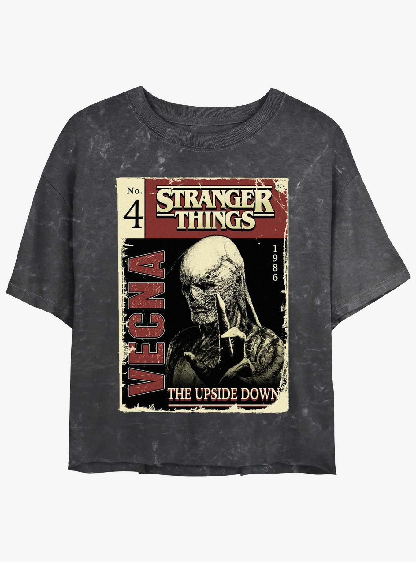Stranger Things Vecna Pulp Comic Mineral Wash Womens Crop T-Shirt, BLACK, hi-res