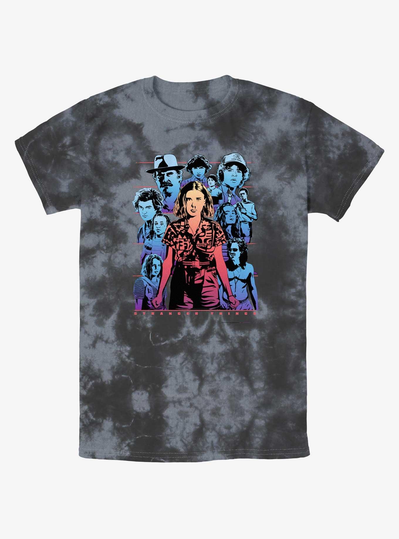 Stranger Things Eleven & Group Tie-Dye T-Shirt, BLKCHAR, hi-res