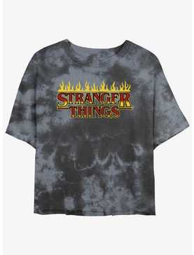 Stranger Things Flaming Logo Tie-Dye Womens Crop T-Shirt, , hi-res