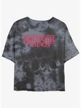 Stranger Things Spooky Logo Tie-Dye Womens Crop T-Shirt, BLKCHAR, hi-res