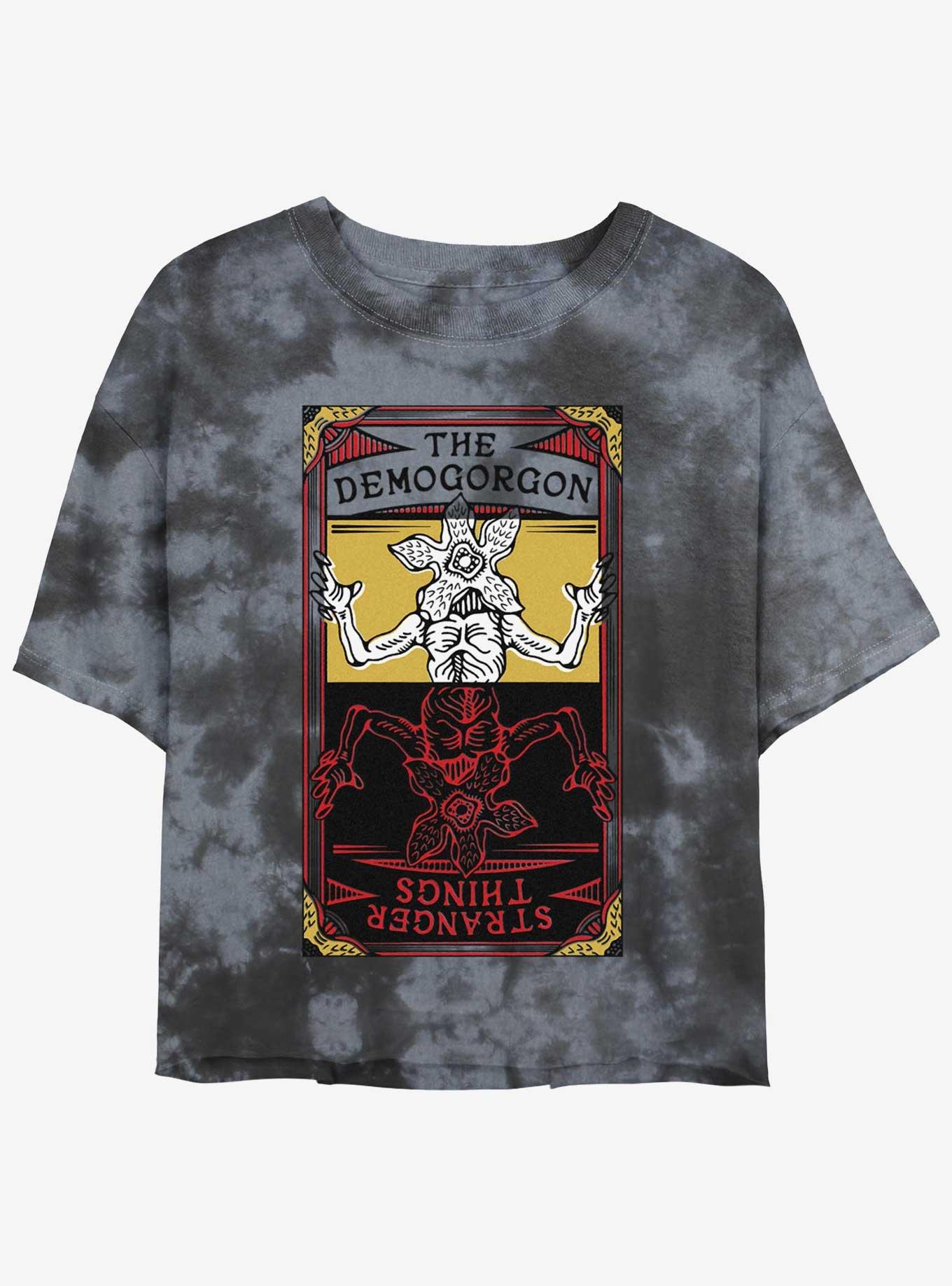 Stranger Things The Demogorgon Fate Tie-Dye Womens Crop T-Shirt, BLKCHAR, hi-res