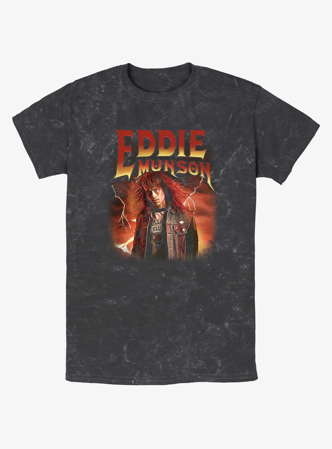 Stranger Things Metal Eddie Munson Mineral Wash T-Shirt, BLACK, hi-res