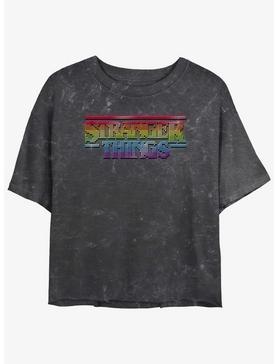 Stranger Things Rainbow Logo Mineral Wash Womens Crop T-Shirt, , hi-res