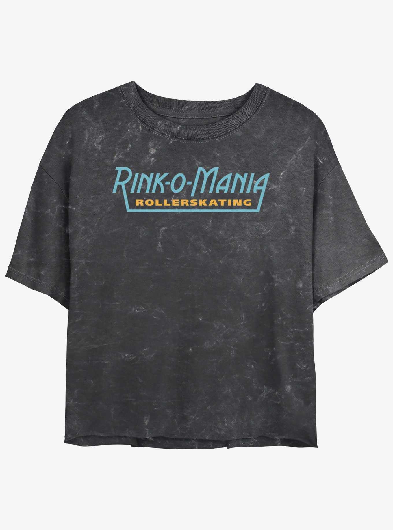 Stranger Things Rink-O-Mania Logo Mineral Wash Womens Crop T-Shirt, , hi-res