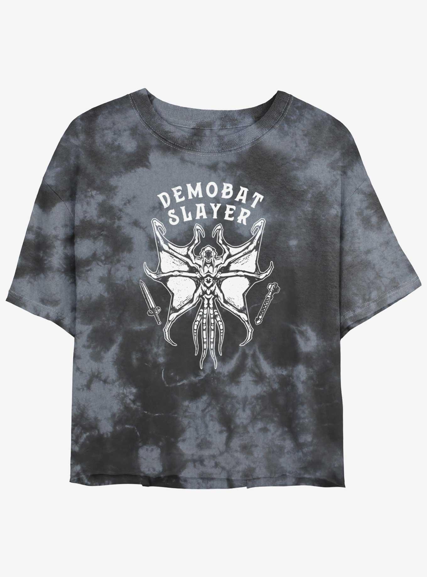 Stranger Things Demobat Slayer Tie-Dye Womens Crop T-Shirt, BLKCHAR, hi-res