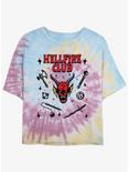Stranger Things Textbook Hellfire Club Tie-Dye Womens Crop T-Shirt, BLUPNKLY, hi-res