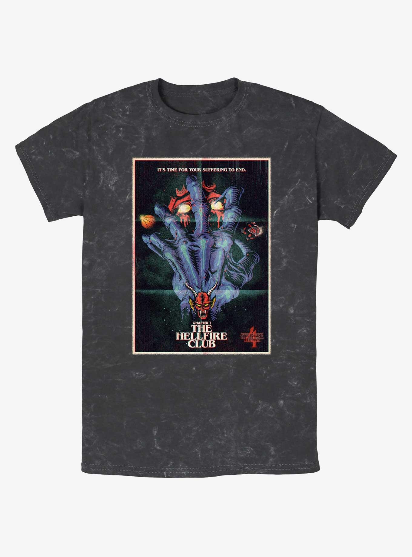 Stranger Things X Butcher Billy The Hellfire Club Mineral Wash T-Shirt, BLACK, hi-res