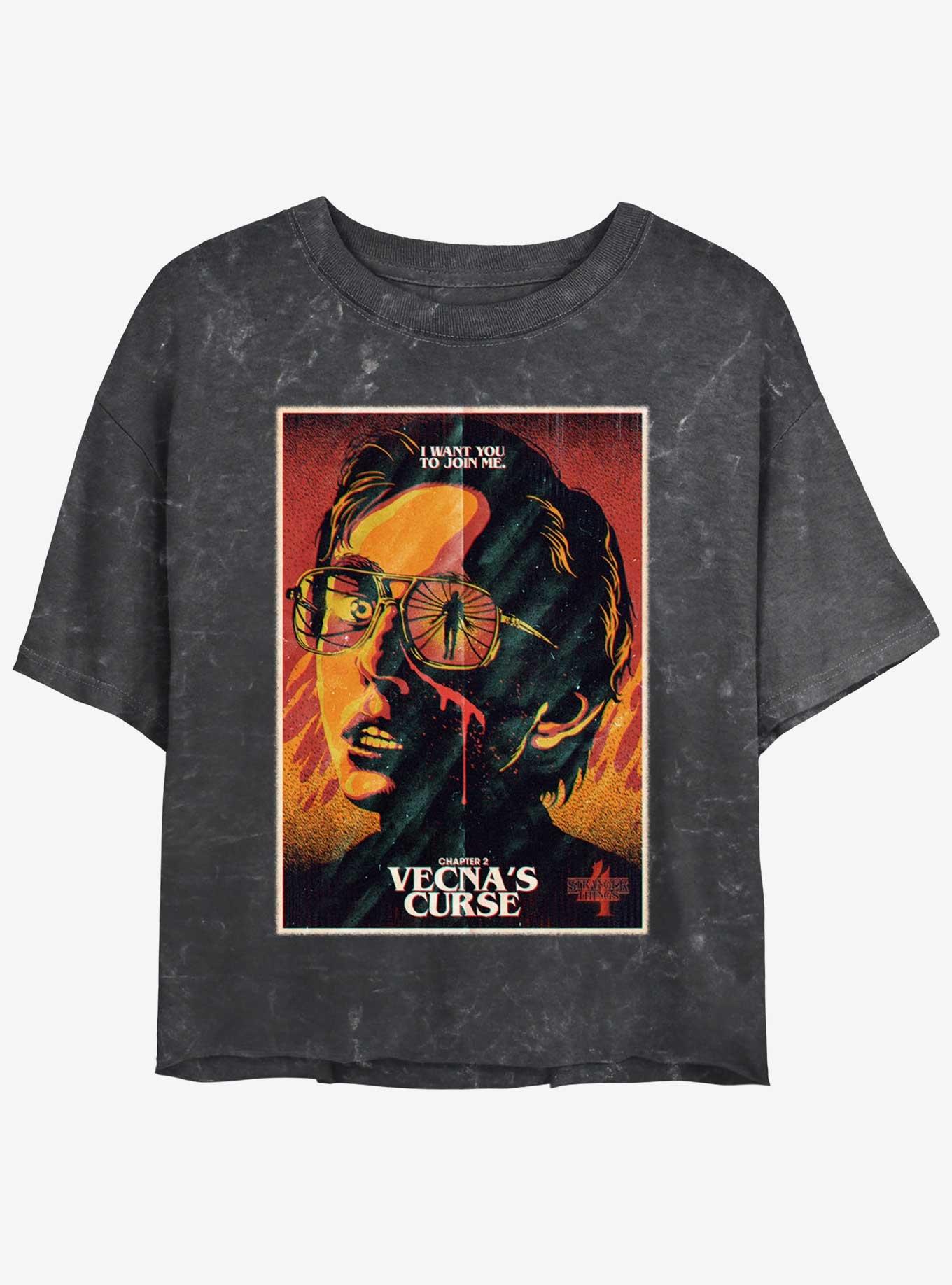 Stranger Things X Butcher Billy Vecna's Curse Mineral Wash Womens Crop T-Shirt, BLACK, hi-res