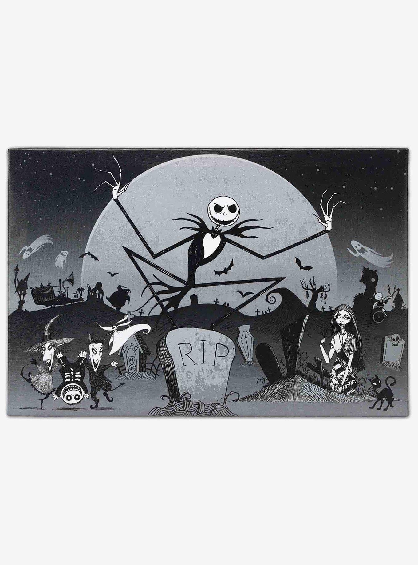 Disney The Nightmare Before Christmas Graveyard Group Black & White Canvas Wall Art Decor, , hi-res