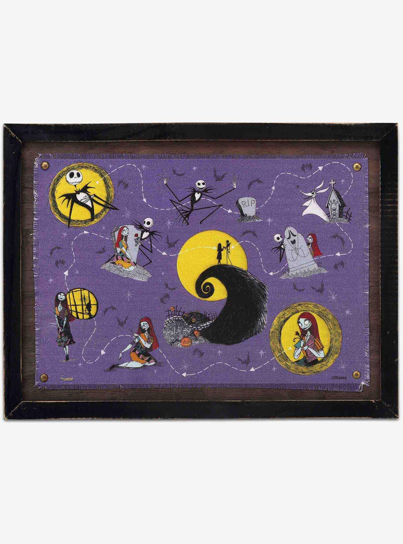 Disney The Nightmare Before Christmas Halloween Town Map Framed Canvas Wall Decor