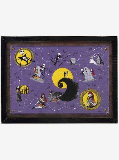 Disney The Nightmare Before Christmas Halloween Town Map Framed Canvas Wall  Decor