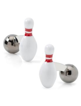 3D Bowling Pin & Ball Cufflinks, , hi-res