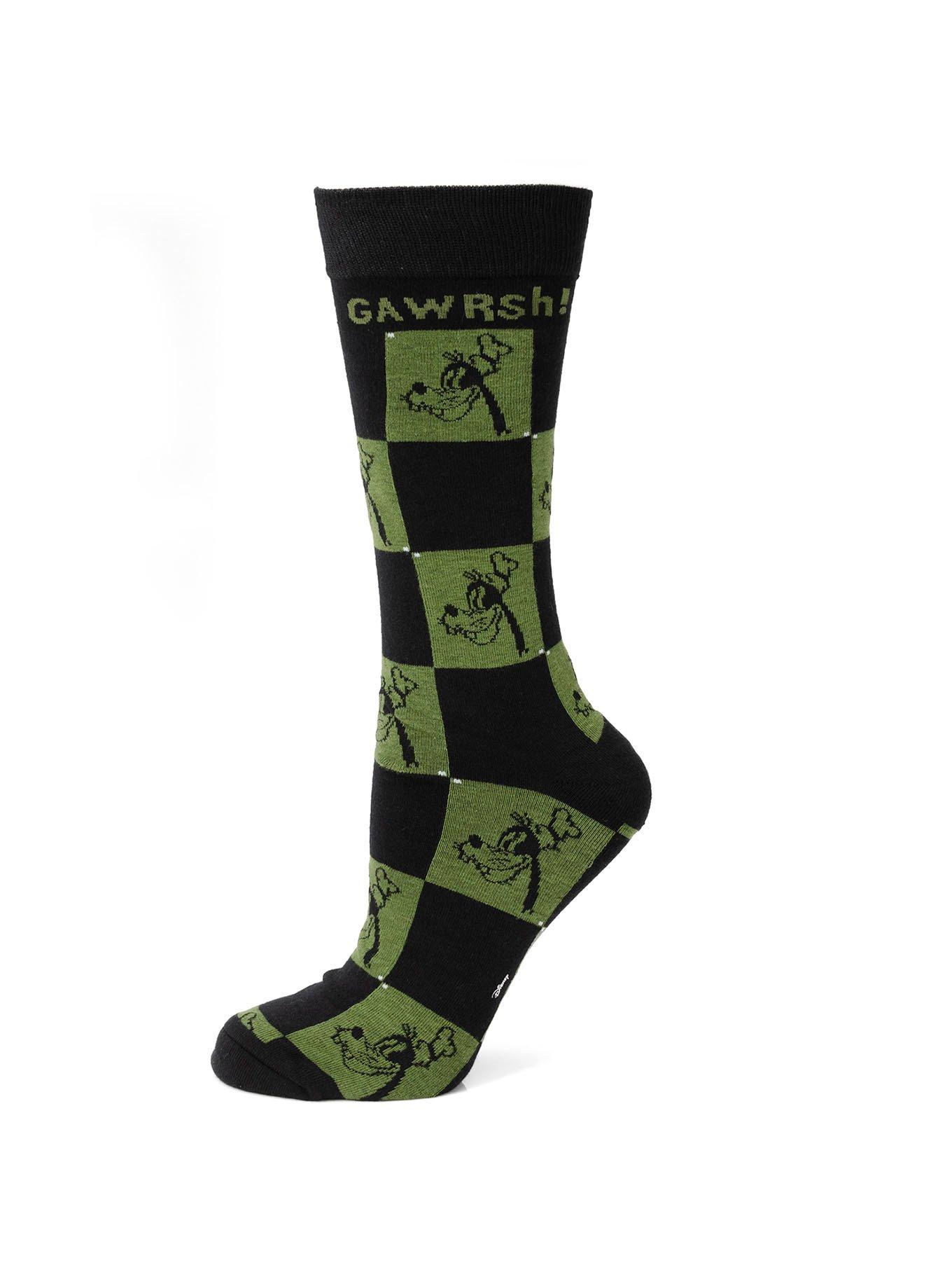 Disney Goofy Checkered "Gawrsh!" Socks Hot Topic