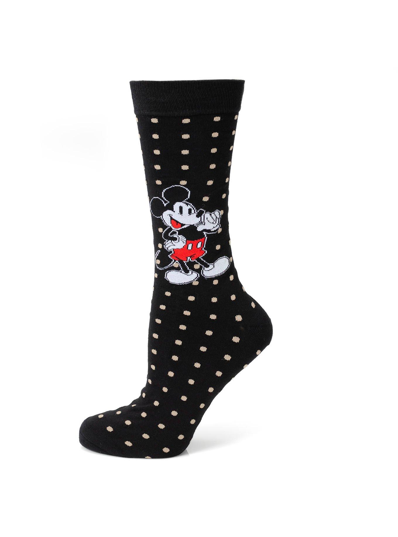 Disney Mickey Mouse Black Polka Dot Socks, , hi-res