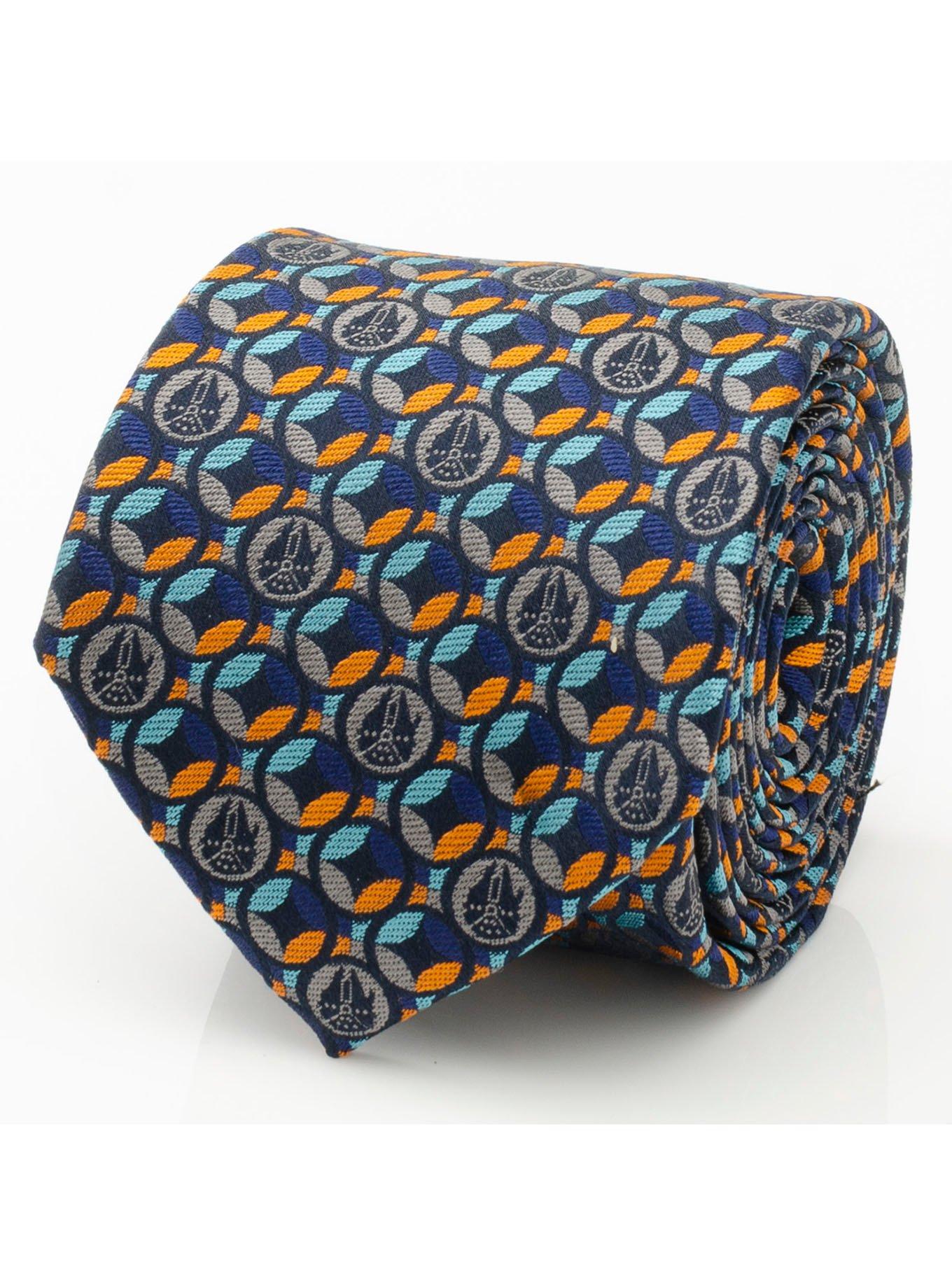 Star Wars Millennium Falcon Motif Navy Blue Men's Tie, , hi-res