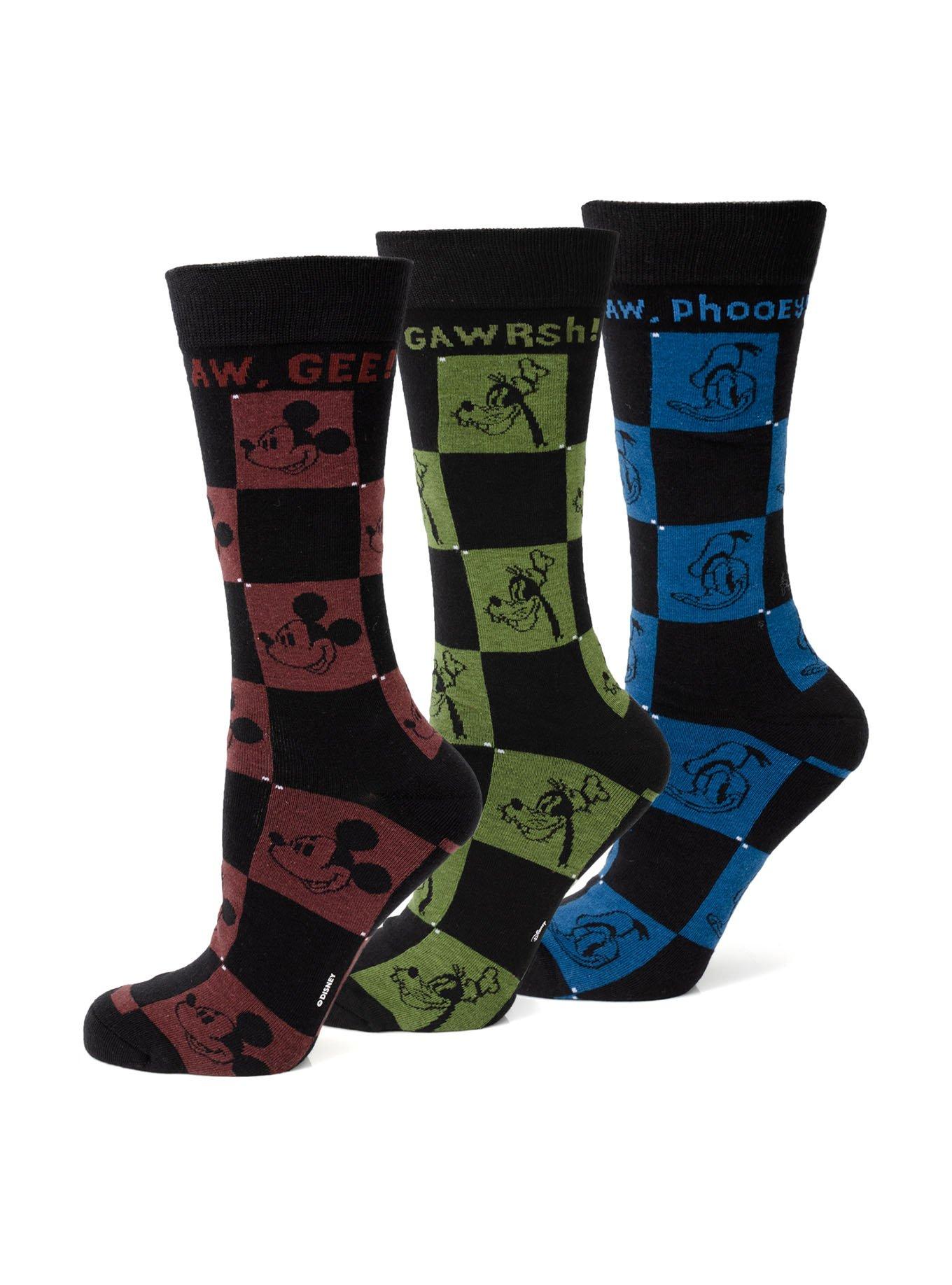 Disney Mickey Mouse and Friends Checkered Sock 3-Pack, , hi-res