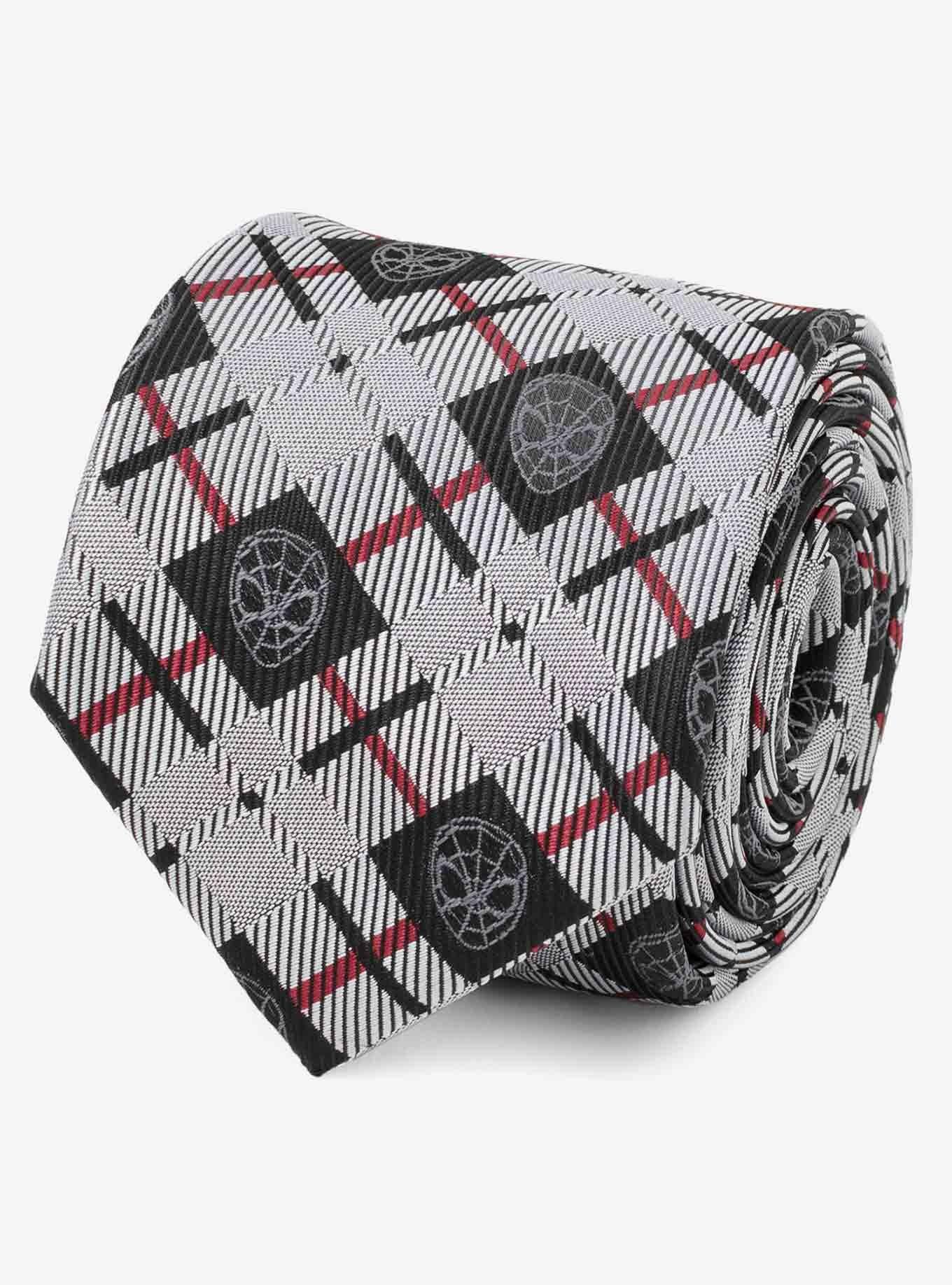 Marvel Spider-Man Plaid Black Men's Tie, , hi-res