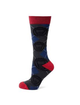 Plus Size Marvel Guardians of the Galaxy Star-Lord Charcoal Argyle Men's Socks, , hi-res