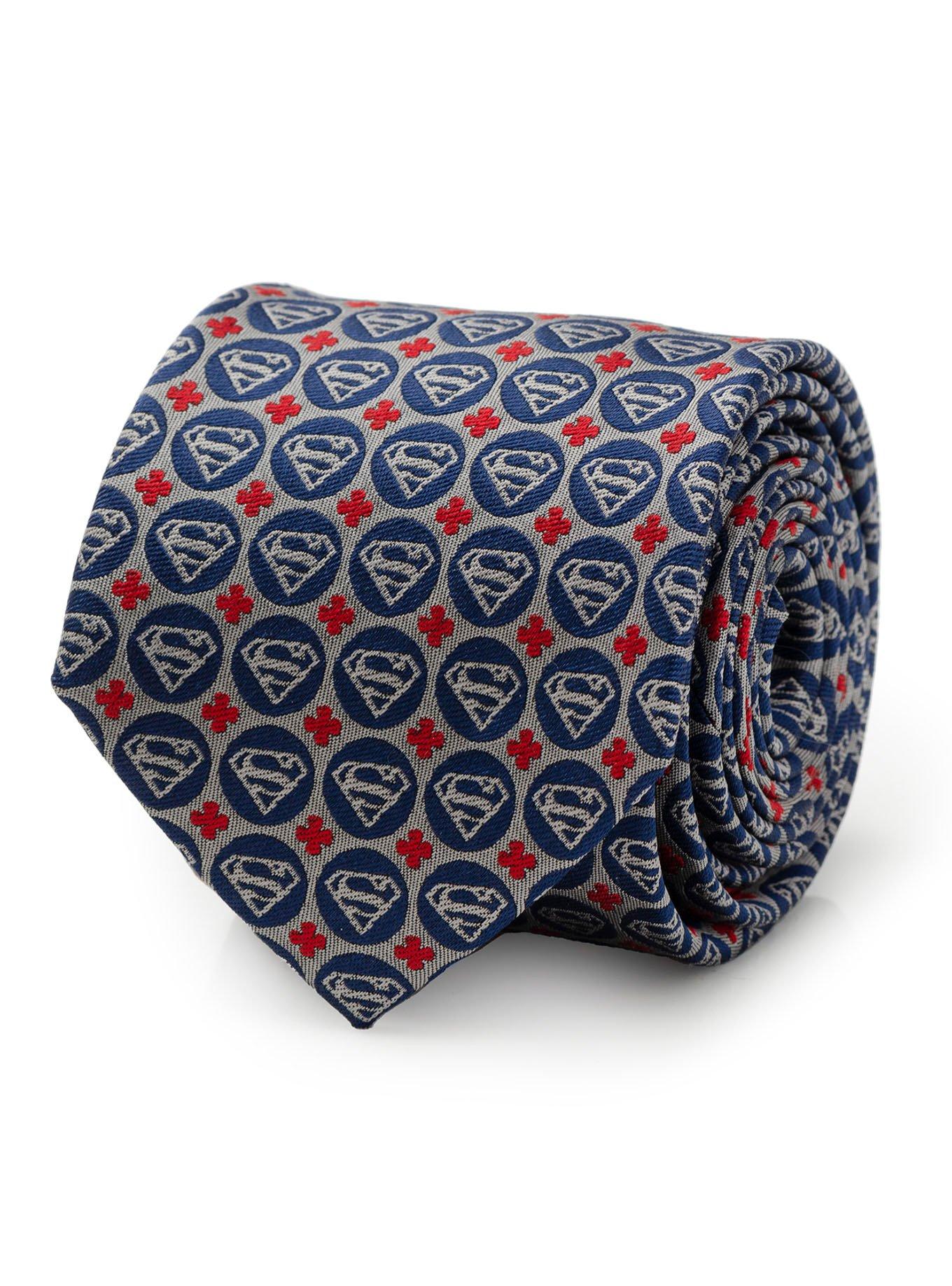 DC Comics Superman Shield Motif Gray Men's Tie, , hi-res
