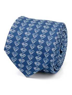 DC Comics Superman Shield Logo Blue Men's Tie, , hi-res