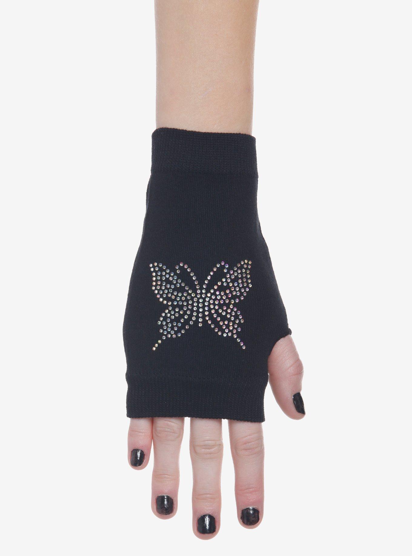 Bedazzled Butterfly Fingerless Gloves Hot Topic