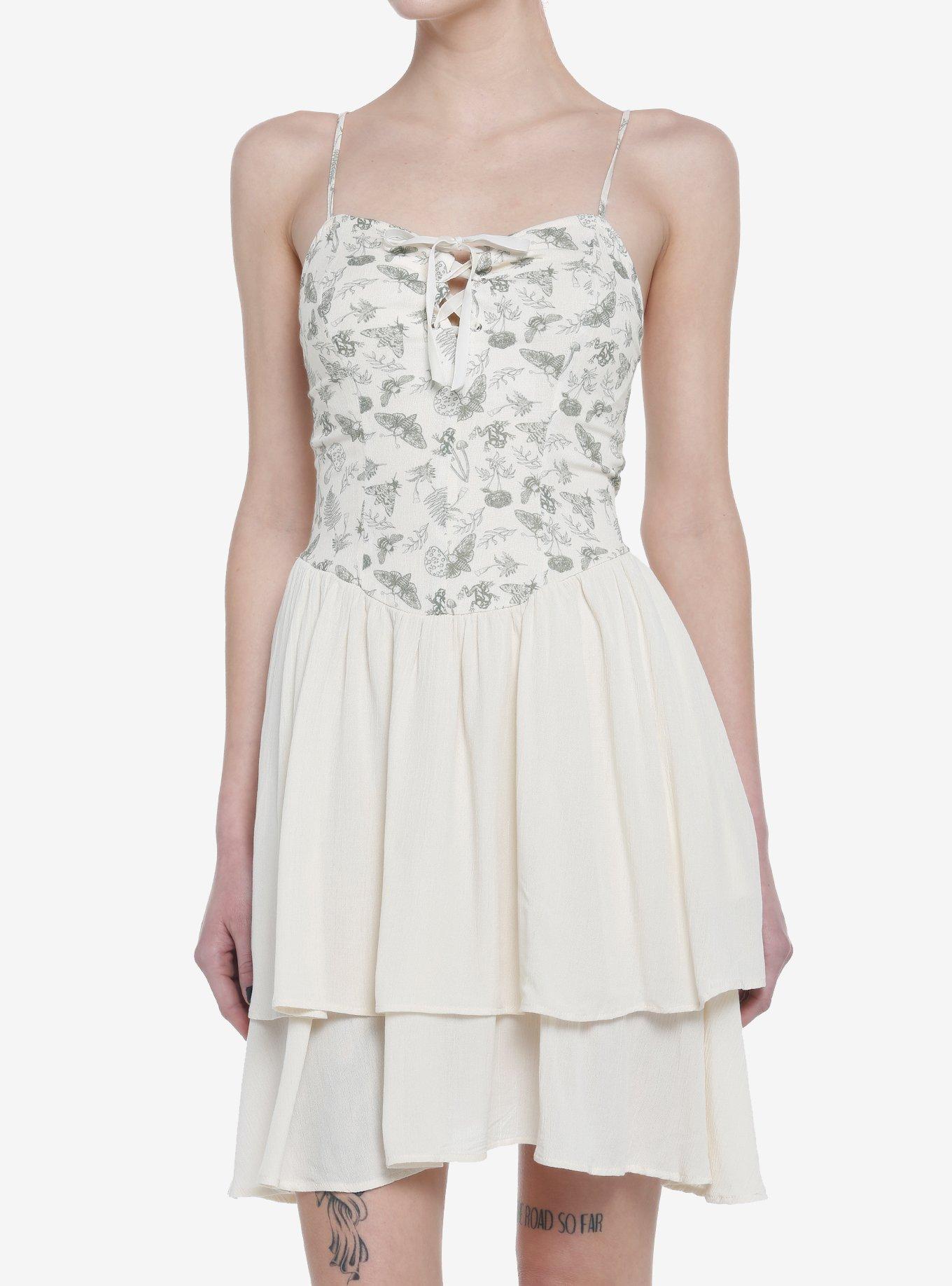 Cottagecore Ivory Strappy Tiered Dress, MULTI, hi-res