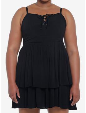 Plus Size Black Strappy Tiered Dress Plus Size, , hi-res