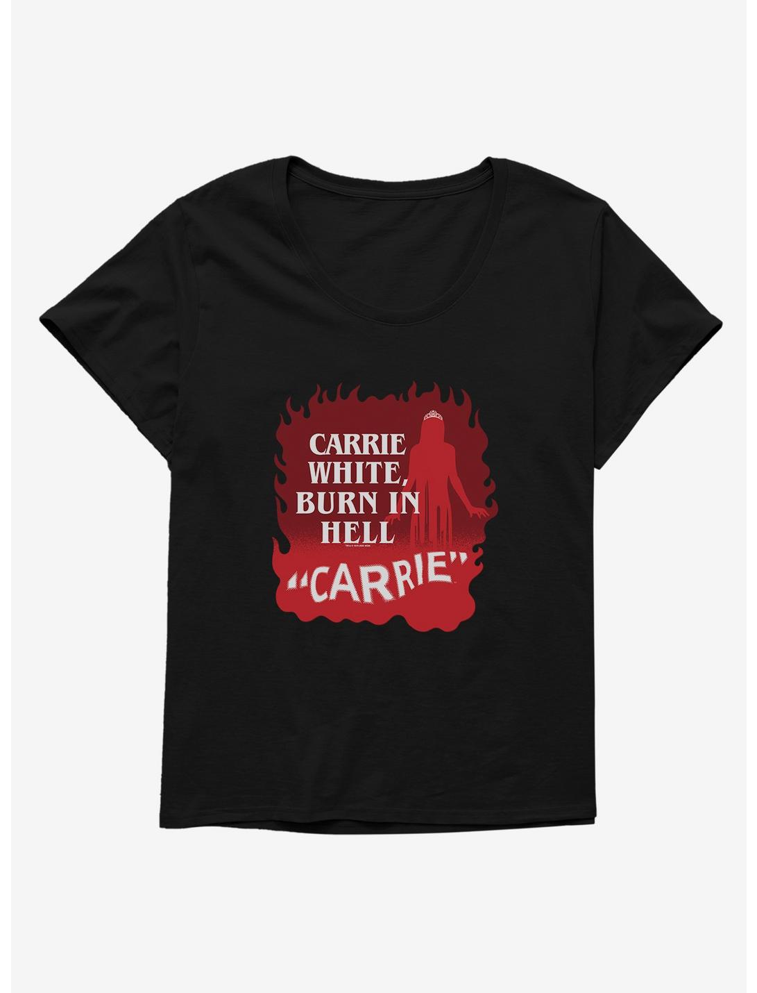 Carrie 1976 Burn in Hell Womens T-Shirt Plus Size, BLACK, hi-res