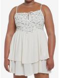 Cottagecore Ivory Strappy Tiered Dress Plus Size, MULTI, hi-res