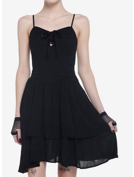 Black Strappy Tiered Dress, , hi-res