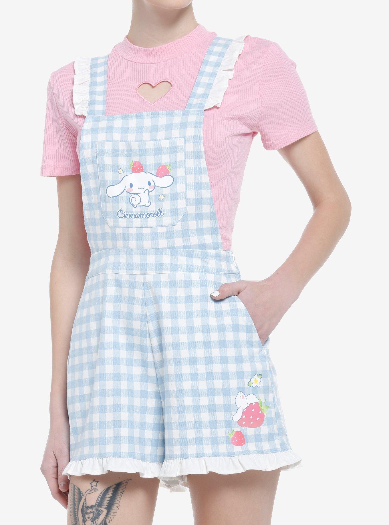Cinnamoroll Gingham Ruffle Shortalls, MULTI, hi-res