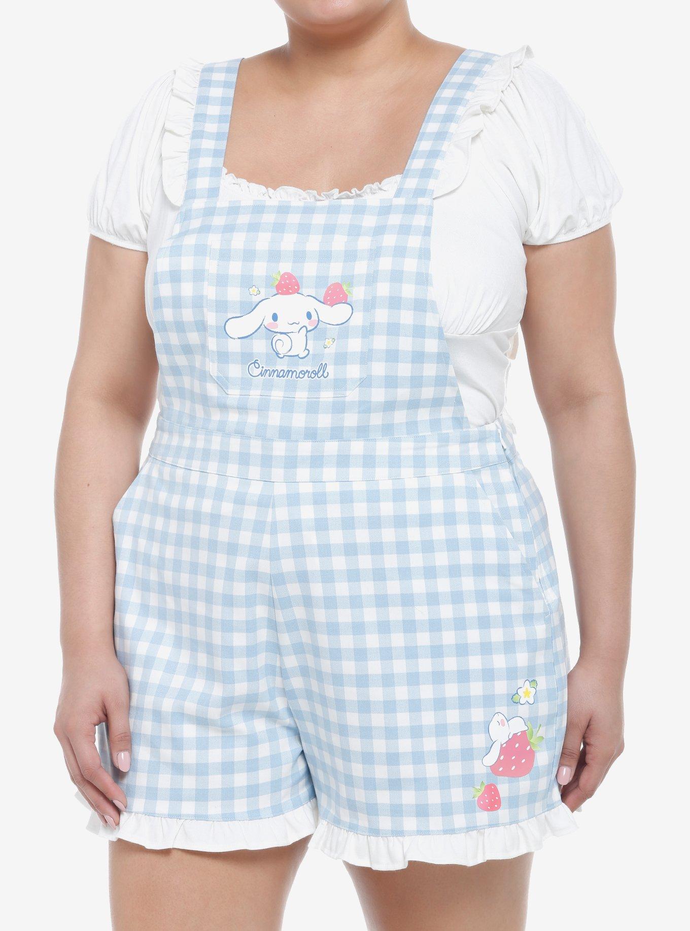 Cinnamoroll Gingham Ruffle Shortalls Plus Size, MULTI, hi-res