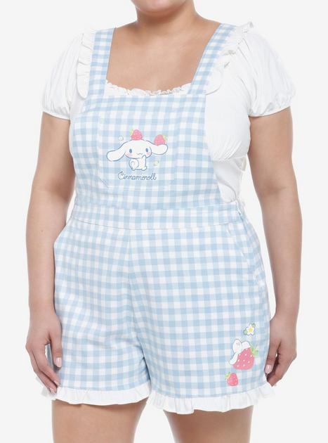 Cinnamoroll Gingham Ruffle Shortalls Plus Size | Hot Topic