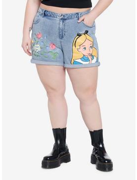 Plus Size Disney Alice In Wonderland Flowers Mom Shorts Plus Size, , hi-res