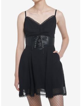 Social Collision Black Corset Slip Dress, , hi-res