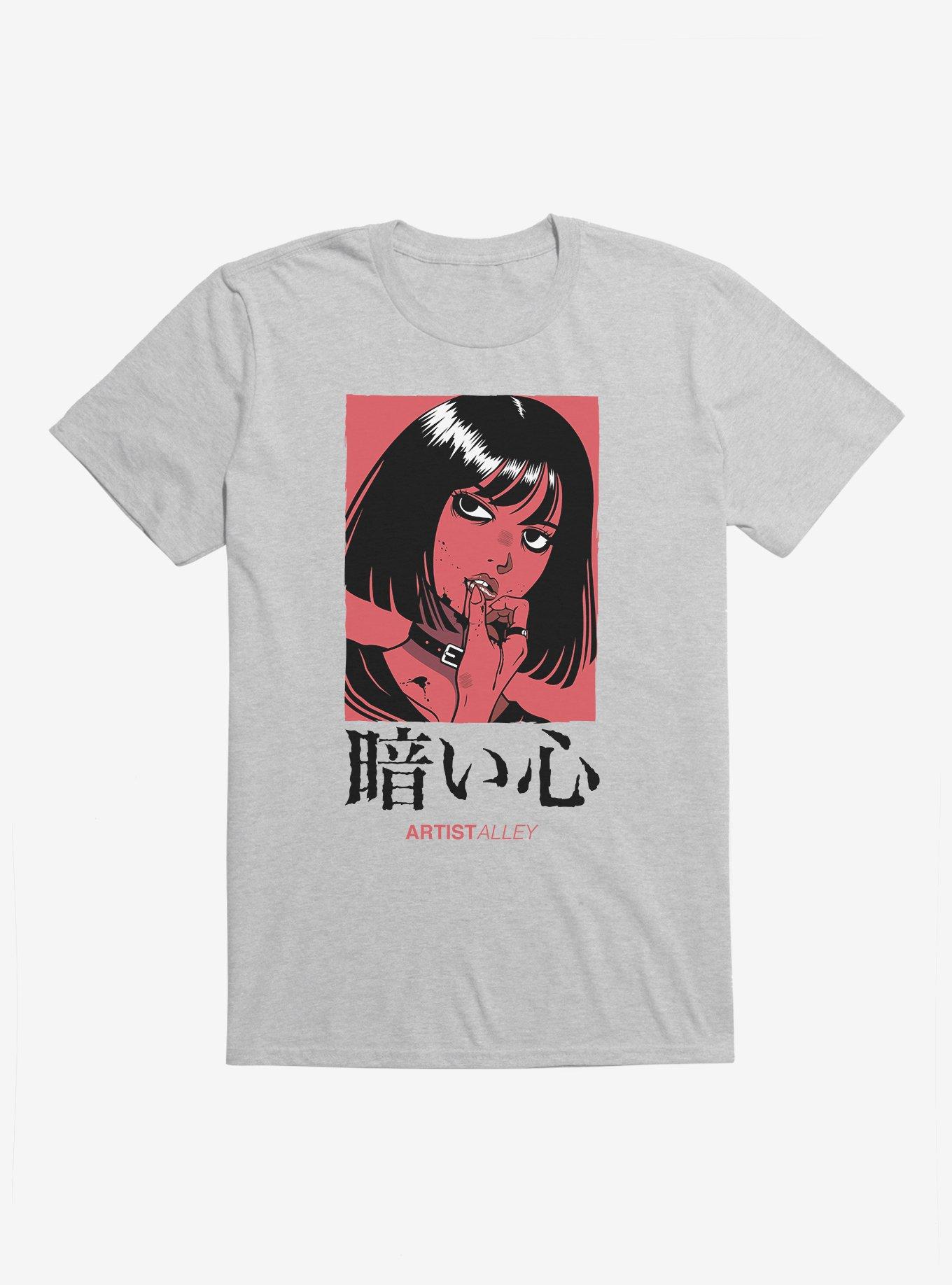 Artist Alley Anime Girl Dark Heart T-Shirt, SPORT GRAY, hi-res
