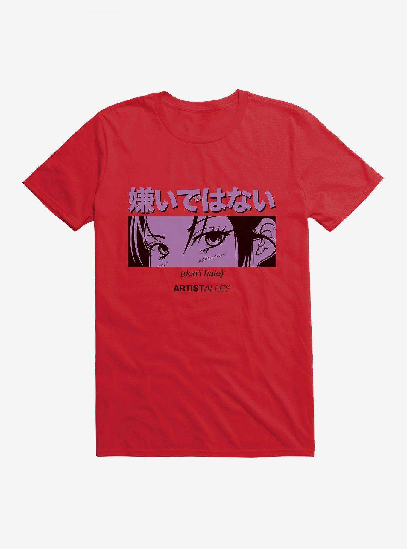 Artist Alley Anime Girl Don't Hate T-Shirt, RED, hi-res view 1