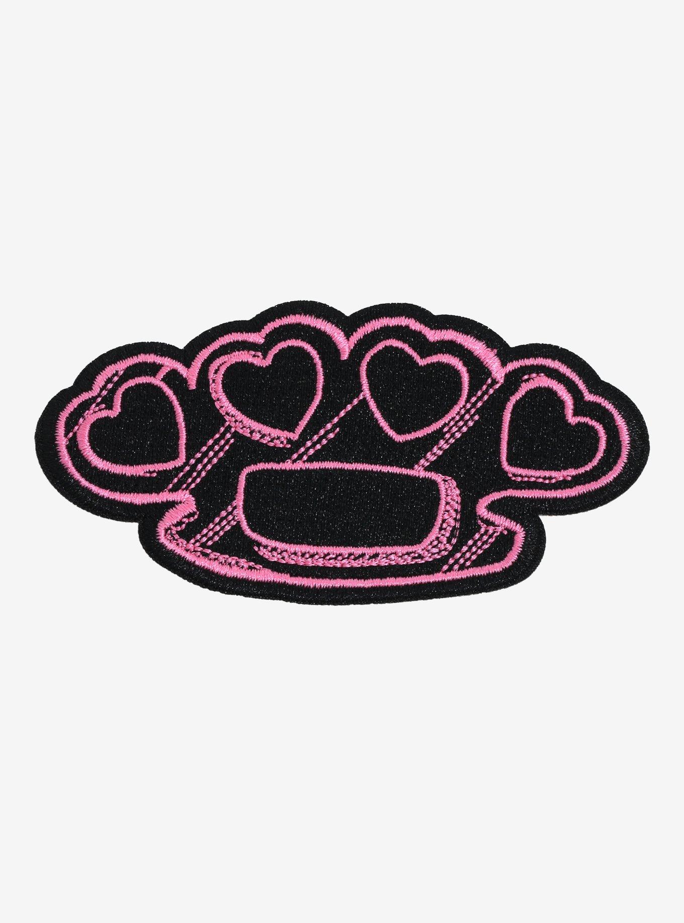 Pink Heart Brass Knuckles Patch Hot Topic