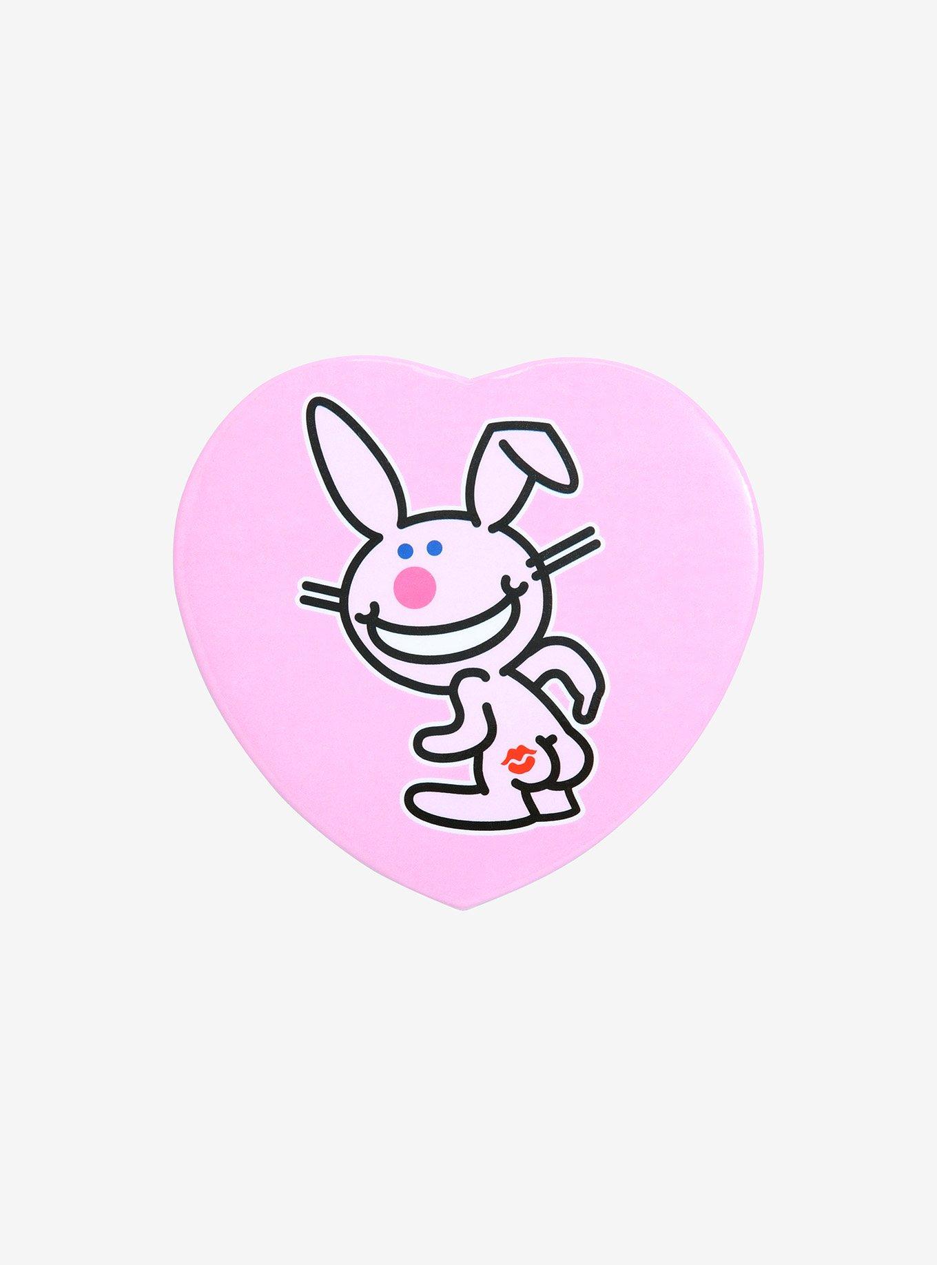 It's Happy Bunny Kiss 3 Inch Heart Button, , hi-res