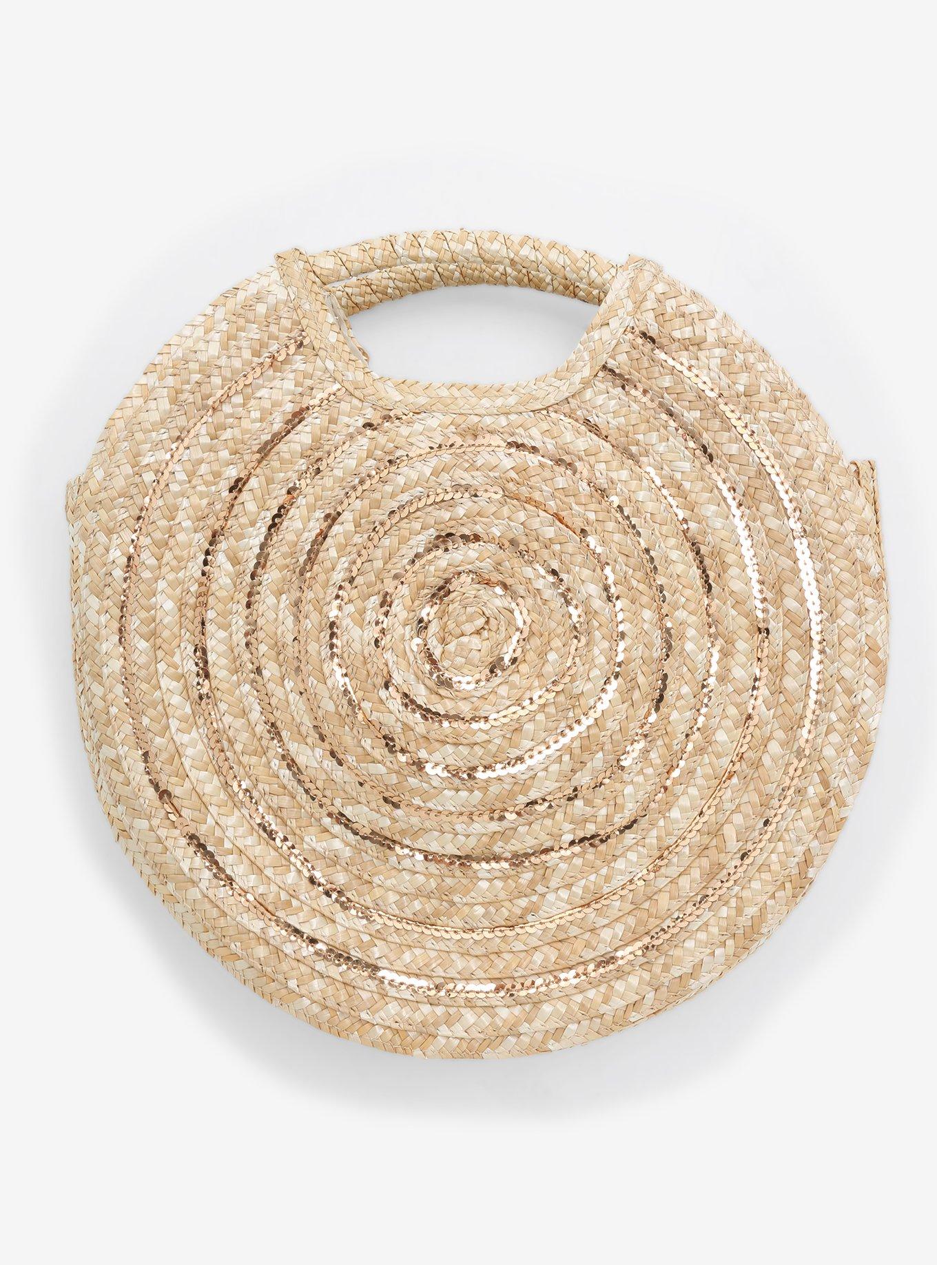 Circular Woven Straw Handbag, , hi-res
