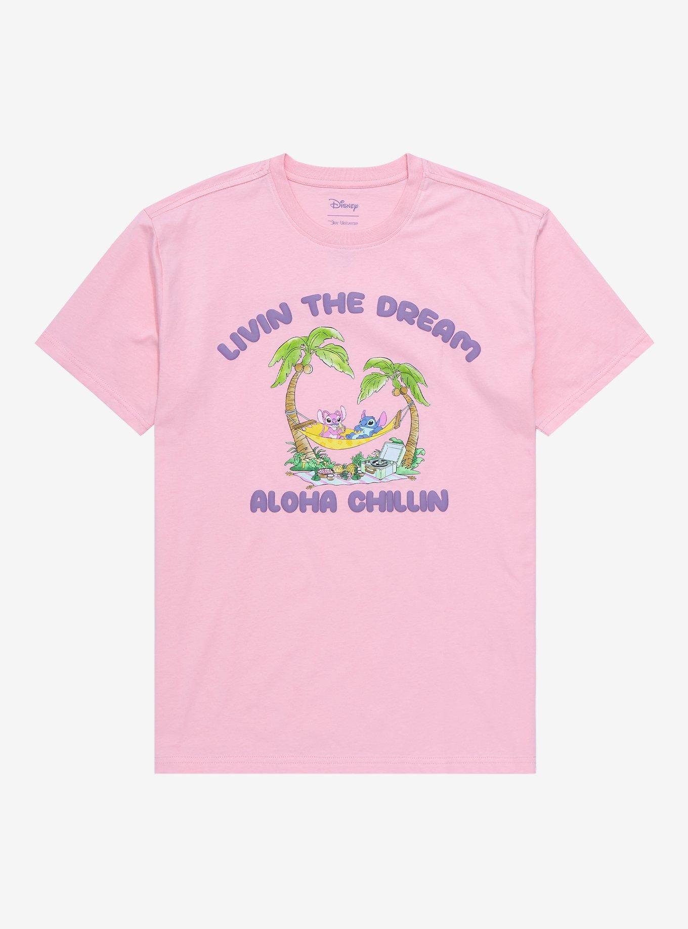 Disney Lilo & Stitch: The Series Angel & Stitch Aloha Chillin T-Shirt - BoxLunch Exclusive, LIGHT PINK, hi-res